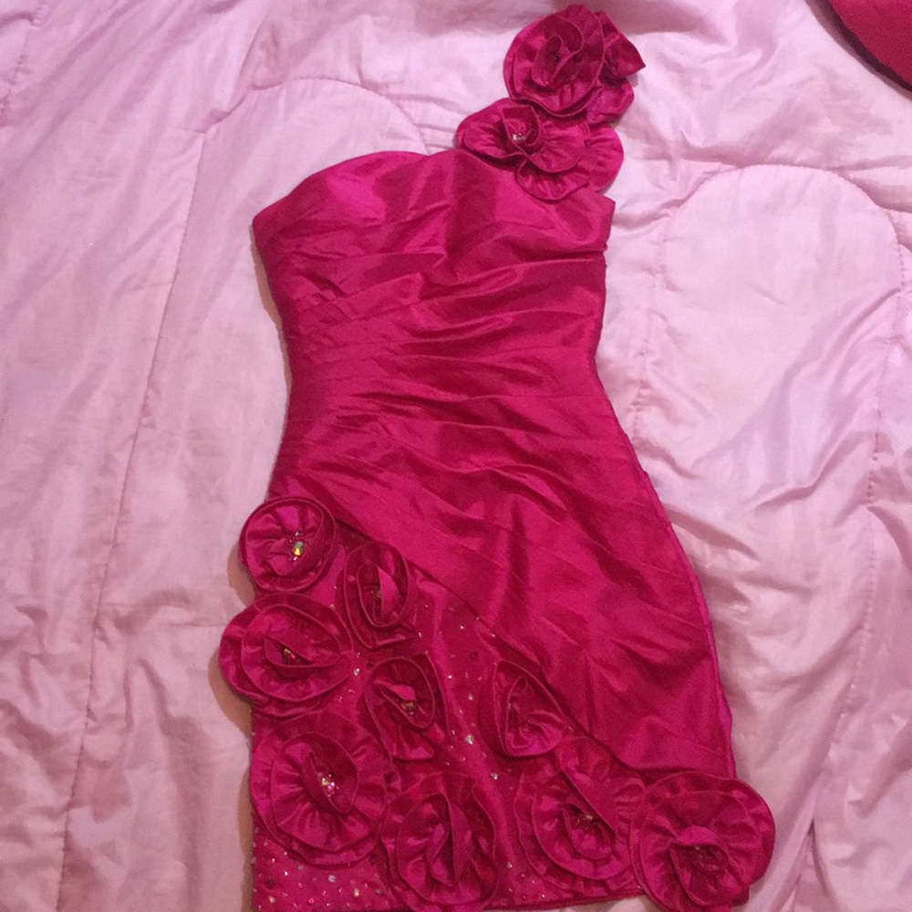 Hot pink one strap size 0 dress